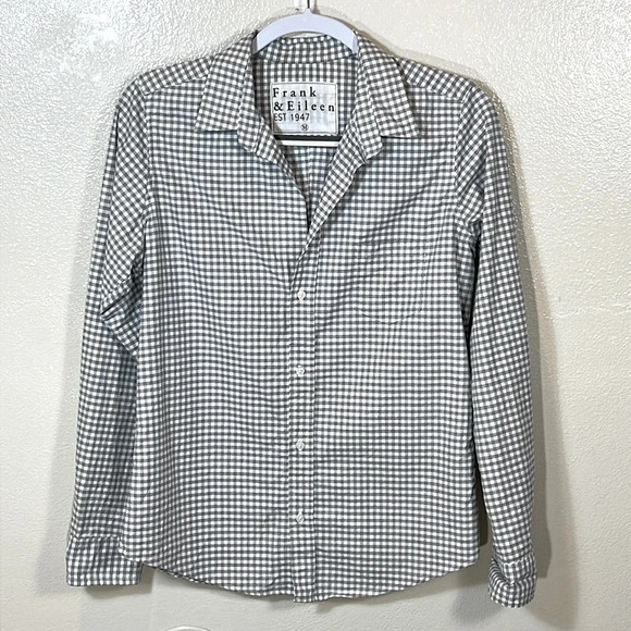 Frank & Eileen Barry Check Button-Up Shirt  in Gray size Medium - Picture 3 of 10